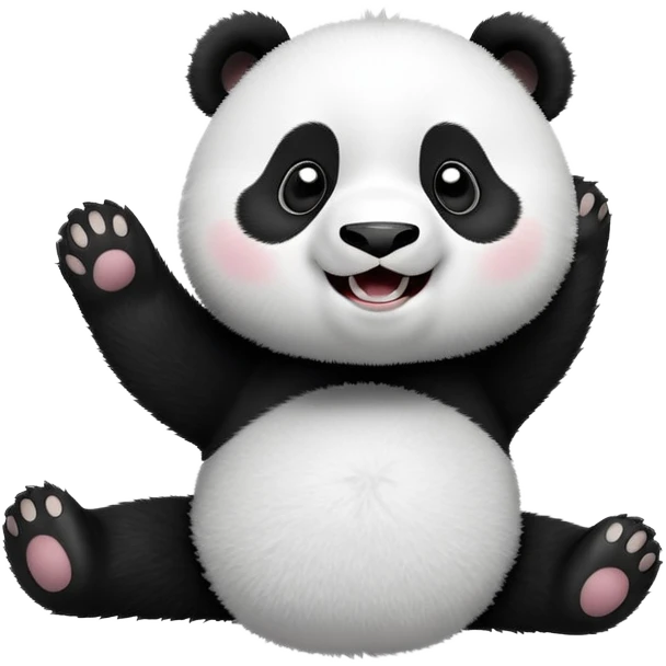silly panda rolling on its back laughing with paws in the air emoji