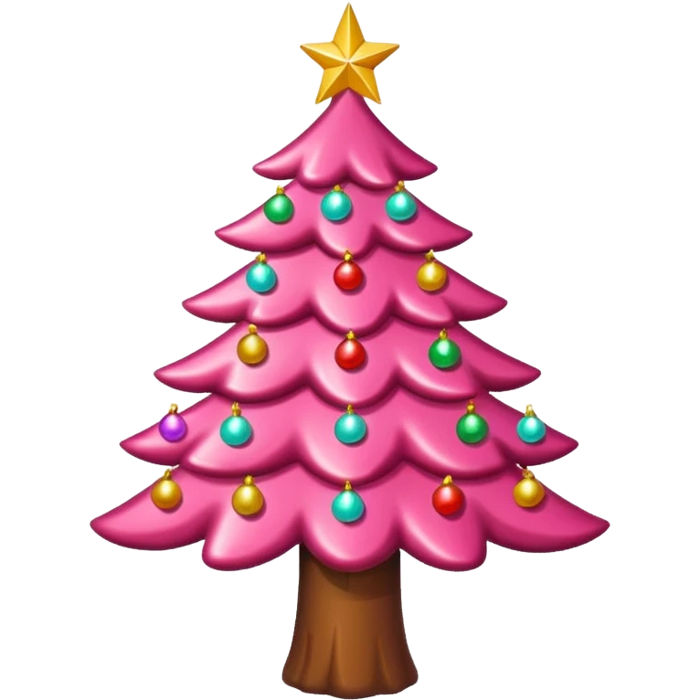 Crea un arbol de navidad en color rosa que parezca de caramelo Agrega luces navideñas has que la estrella  de arriba brille emoji