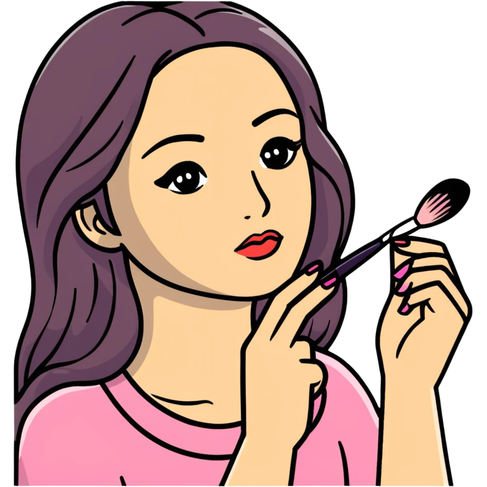 A girl applying makeup with the words Maybe it’s Maybeline  emoji