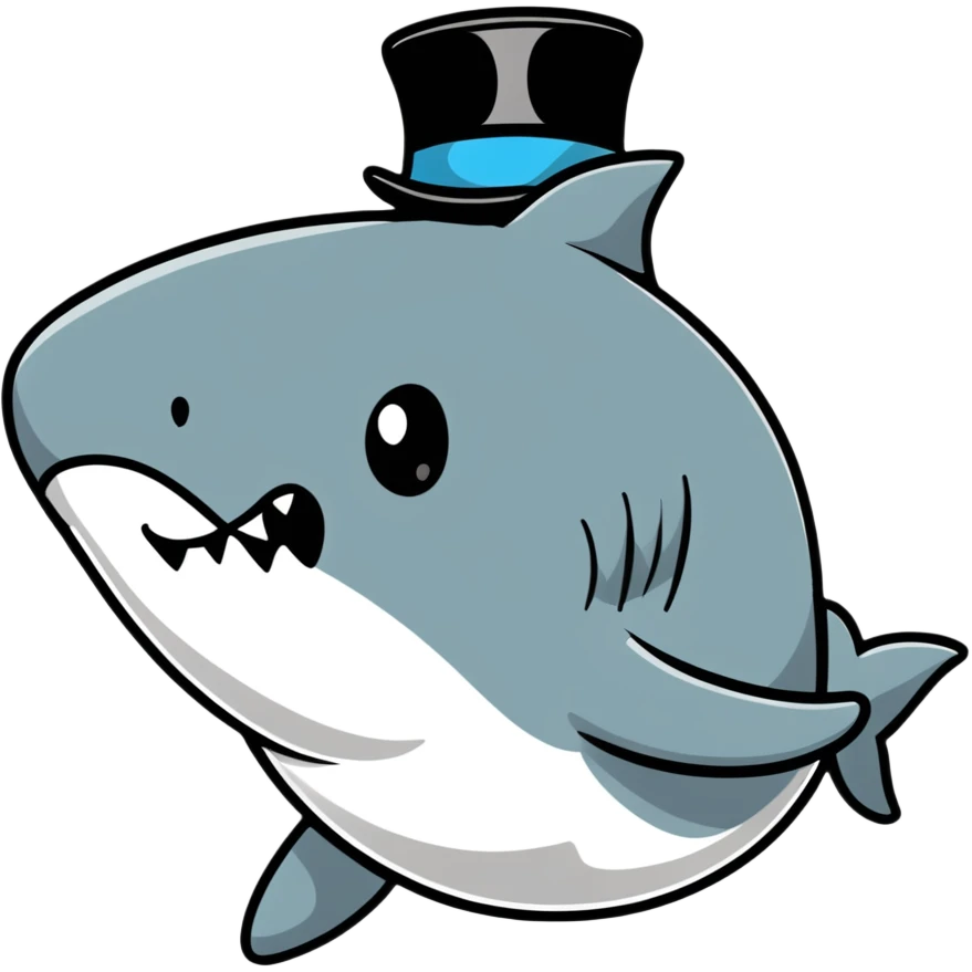 Shark with a top hat emoji