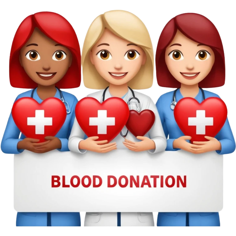 Four women promoting blood donation emoji