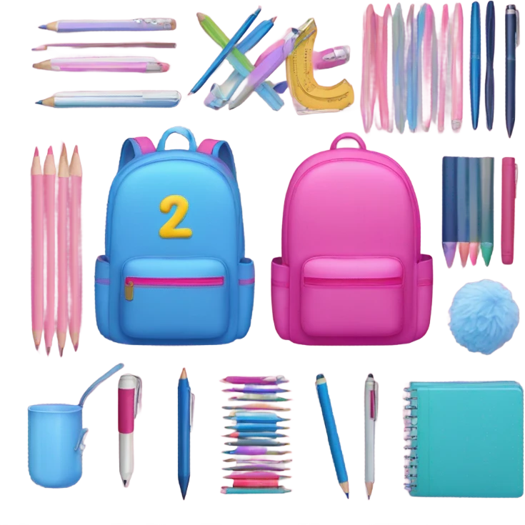 asthetic schoolstuff in many colours Like pink or Blue emoji