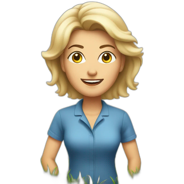 middle aged women mowning the lawn emoji