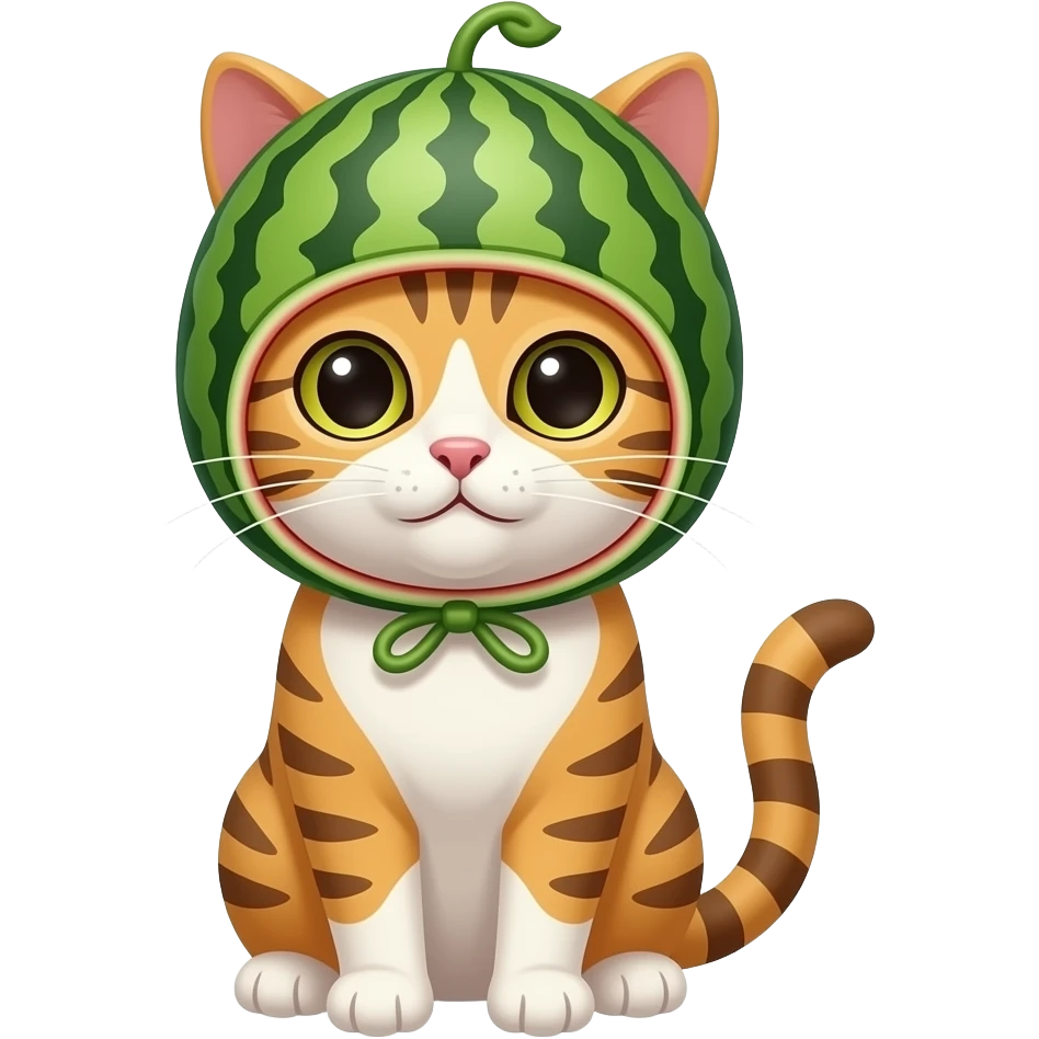 Cat with water melon hat emoji