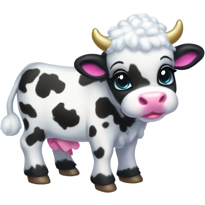 Lisa frank Christmas fluffy baby cow emoji