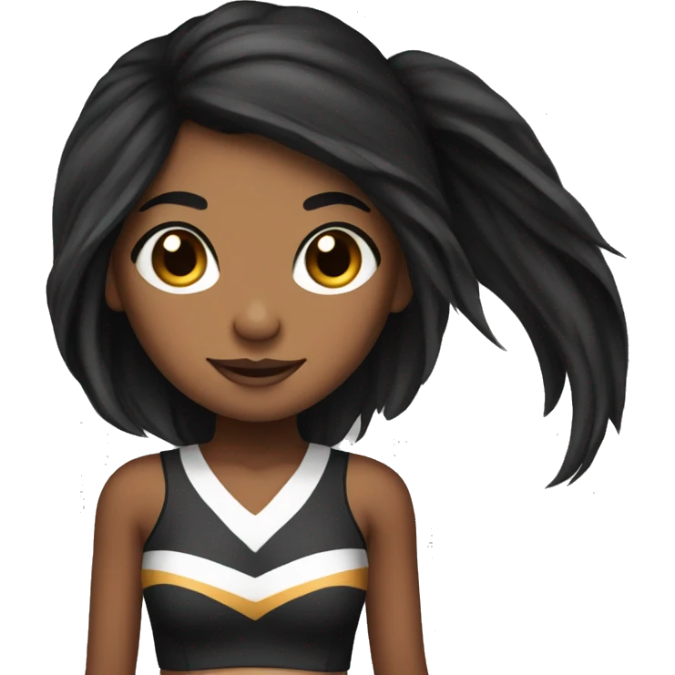 Brown skin cheerleader with very long black hair in pigtails  emoji