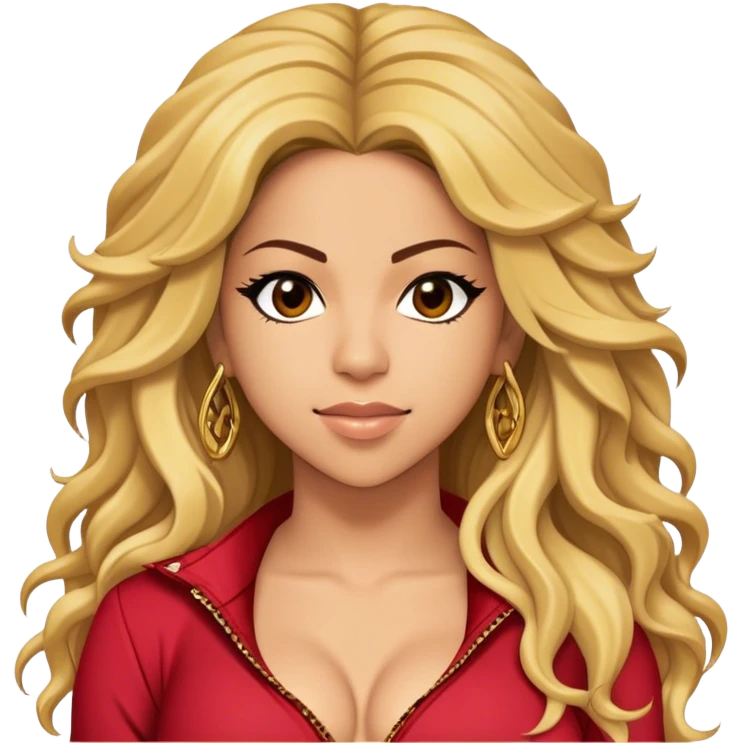 Cinematic Realistic portrait of Shakira, shown as a dynamic pop icon with expressive features and detailed modern attire, illuminated by vibrant, energetic lighting that highlights her global influence emoji