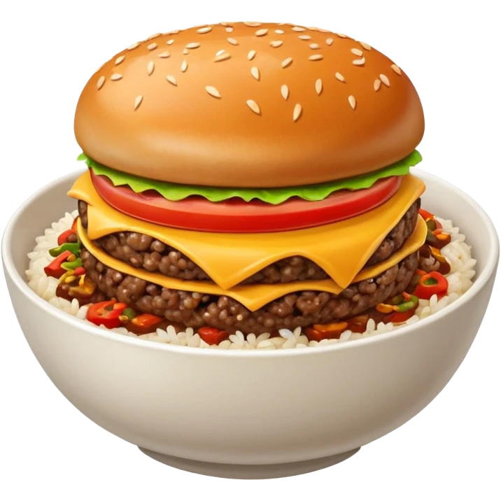 I want a hamburger patty on a bowl of rice emoji