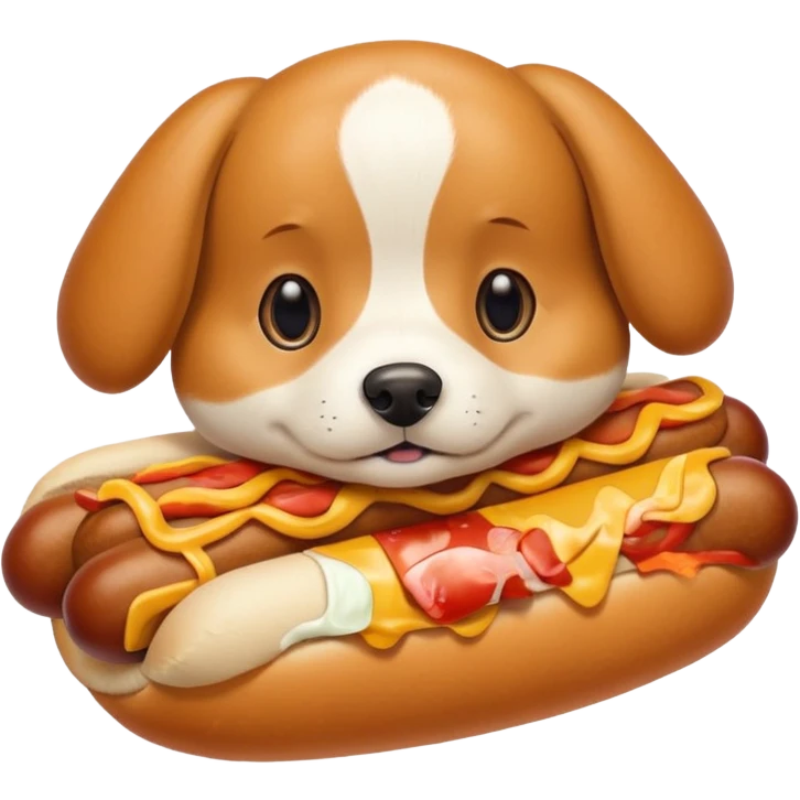 Dog in hotdog bun emoji
