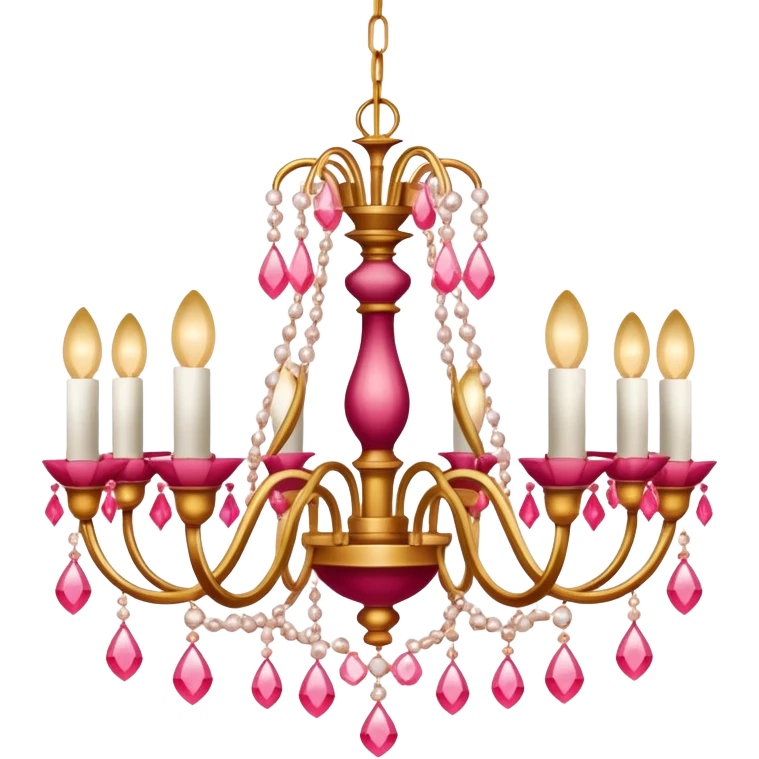  Reddish-pinkish and gold and white warm-colored romantic chandelier emoji