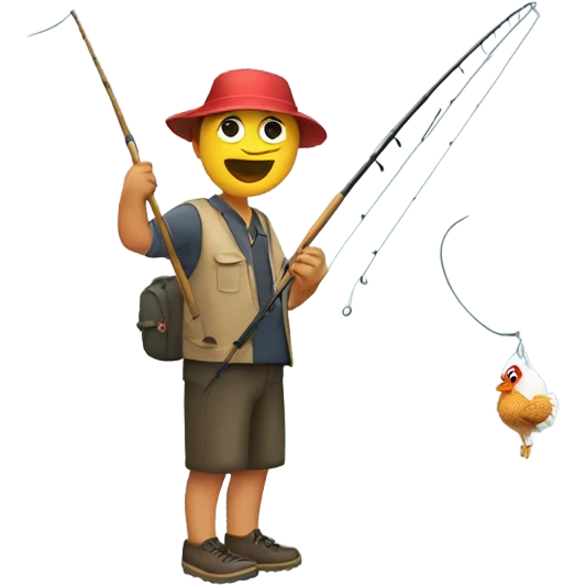 person fishing with fried chicken on the fishing pole emoji