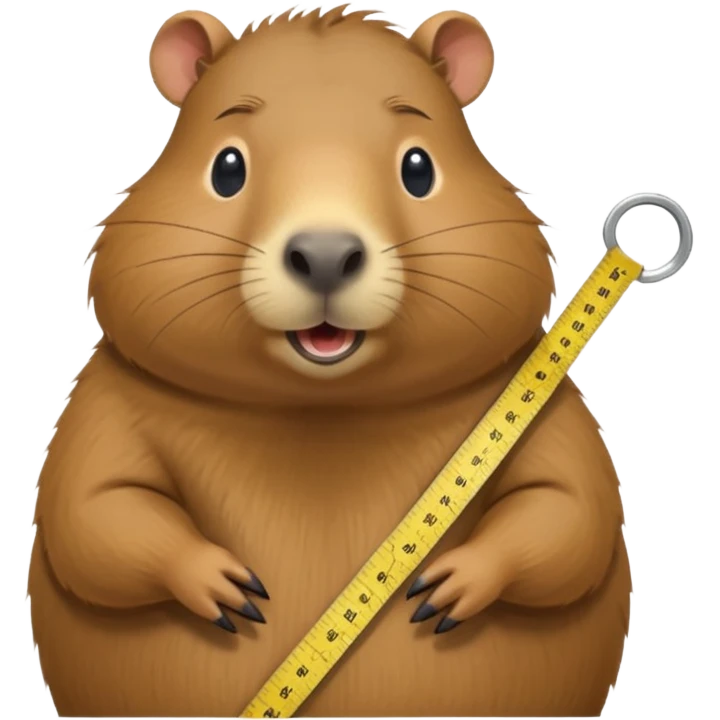a little capibara measuring her waist with measuring tape and is very astonished in a good way emoji