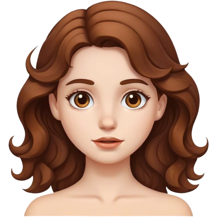 White skin girl with wavy brown hair emoji