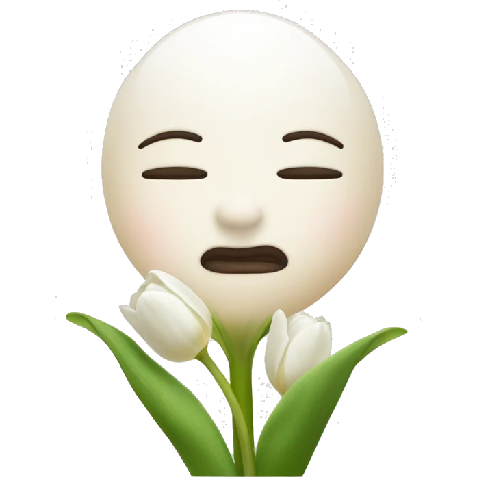 Kiss face emoji with white tulips  emoji