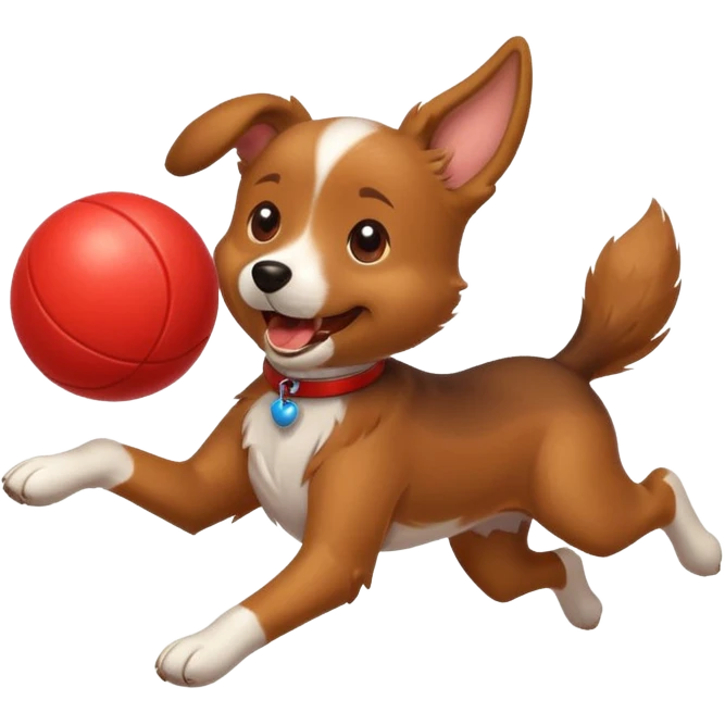 happy dog running after ball emoji