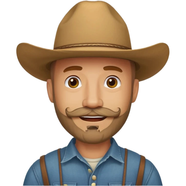bald man with beard and mustache wearing tan cowboy hat emoji