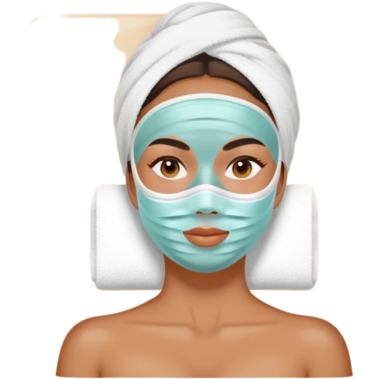 Lady with face mask spa beauty full face relaxing emoji