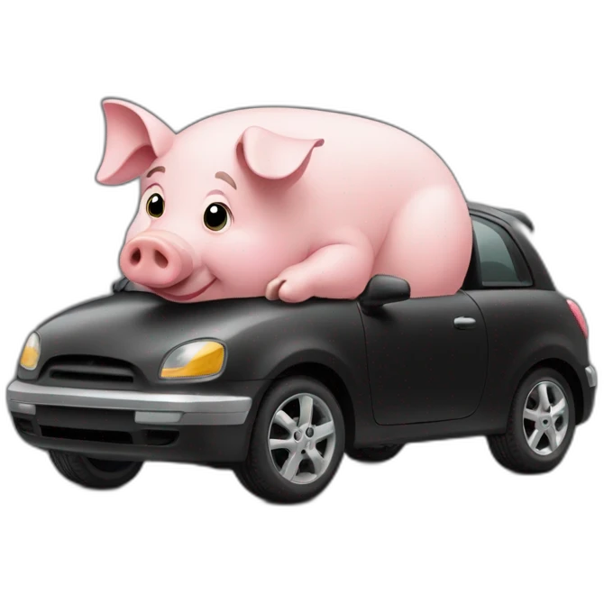 A-pig-in-a-car-black emoji