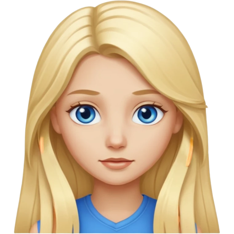 blonde girl long hair blue eyes emoji