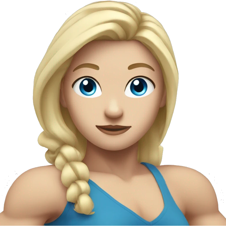 girl flexing arms blonde hair blue eyes white skin emoji