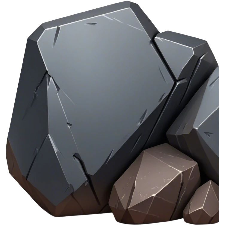 Cinematic Realistic Iron Ore, Strong and solid, with a dark, heavy surface marked by sharp angles and a faint metallic sheen. The deep gray color radiates durability and strength, while soft reflections show off the rugged texture. Soft glowing outline, capturing the essence of resilience and rugged strength in raw iron ore. emoji