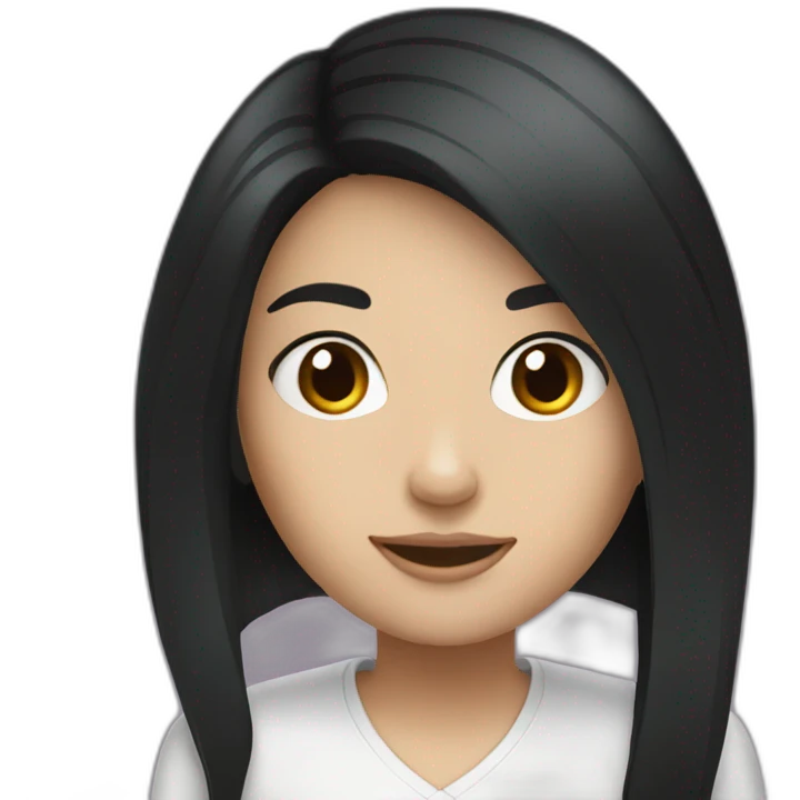 white gril black hair with smartphone emoji