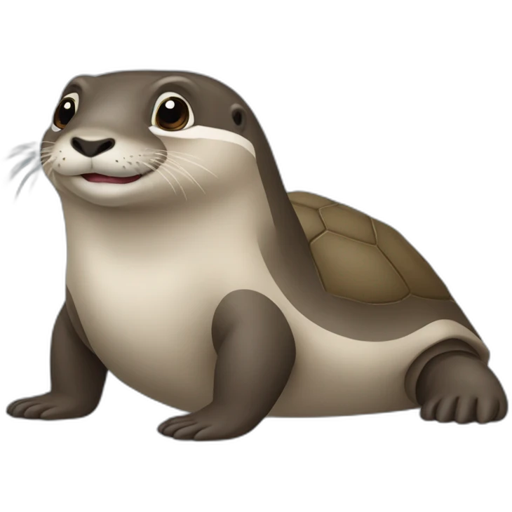 Une loutre sur une tortue emoji