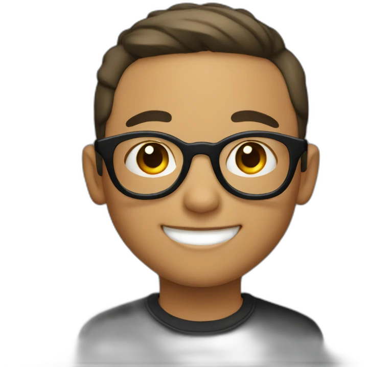 A smiling light-skinned boy with short hair and black-rimmed round glasses emoji