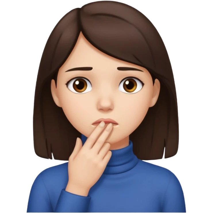 Brunette girl with hand on throat emoji