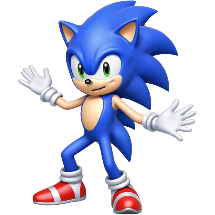 Blue cartoon Sonic character dancing energetically emoji