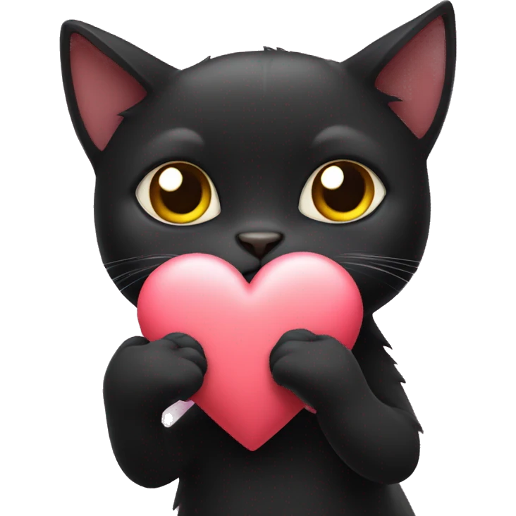 black cat holding heart hands emoji
