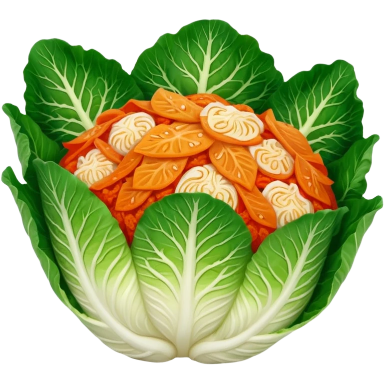 napa cabbage with kimchi red seasoning all over, no green, no face emoji