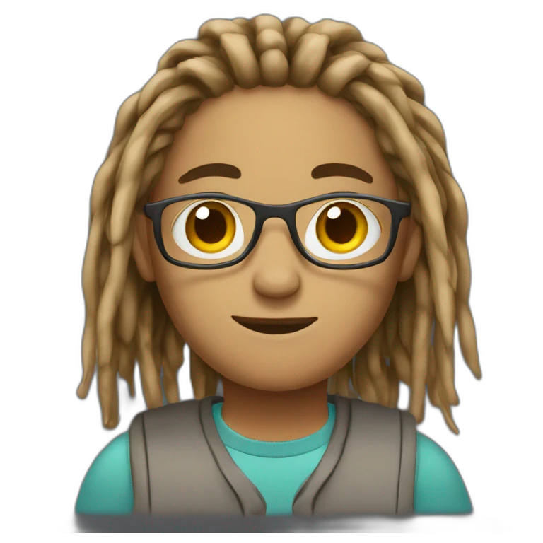 Student brown ( small dreadlocks ) with computer  emoji
