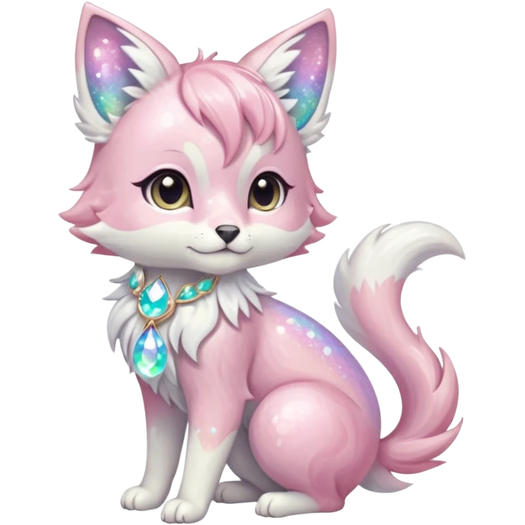 Multicolored sparkly shiny ethereal pastel iridescent light pale cute adorable pretty feminine elegant realistic floral exotic marble-Sakura-Falvie-Fionbri-Vernid-fursona, full body emoji