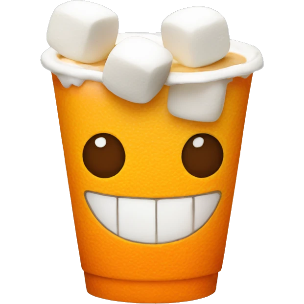 a coffe cup with marshmallow orange emoji