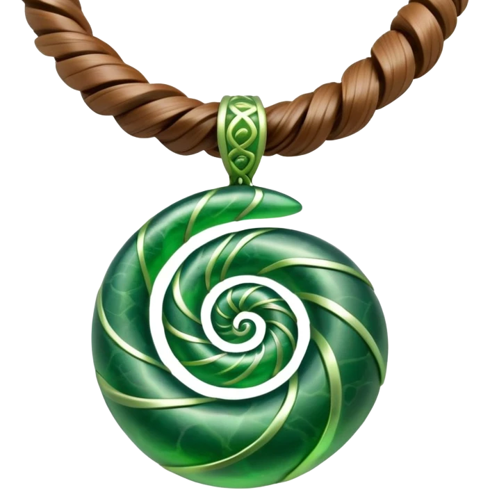 Moana's necklace with heart of Te Fiti green spiral stone emoji