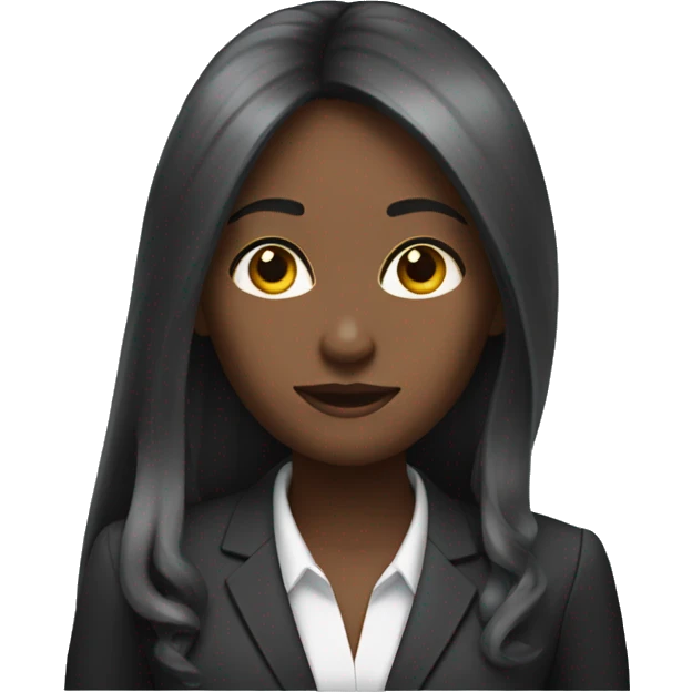 Black lady with calculator and straight long hair in a suit  emoji