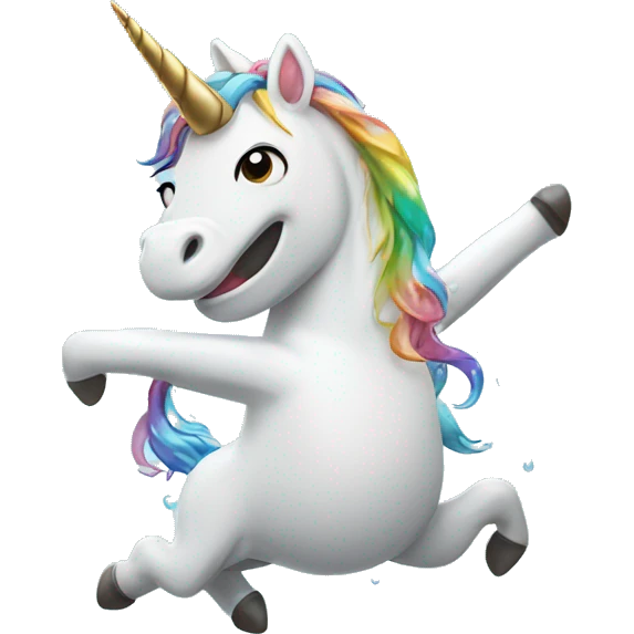 happy dancing unicorn in the rain emoji