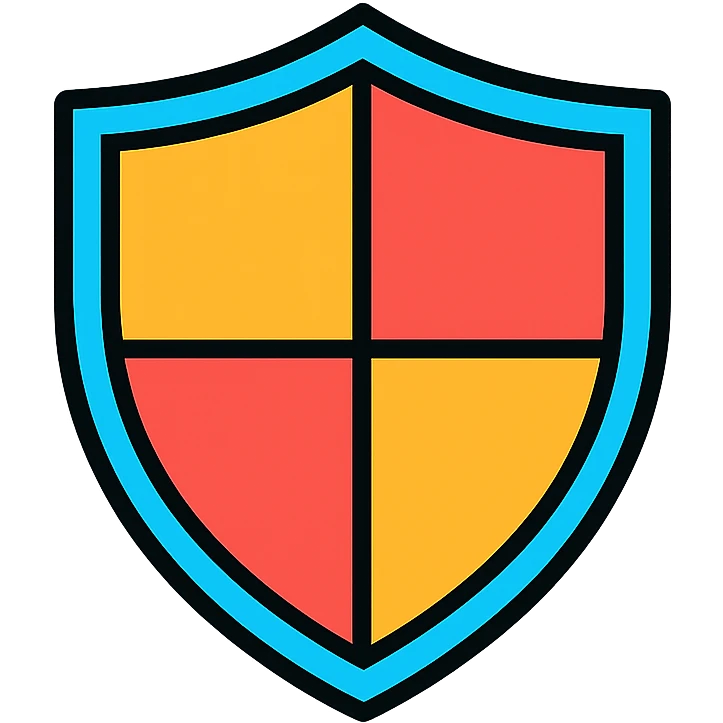 shield icon, color outline style, black outlines with subtle color fill emoji