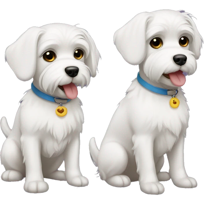 Two dog maltese boy and girl emoji
