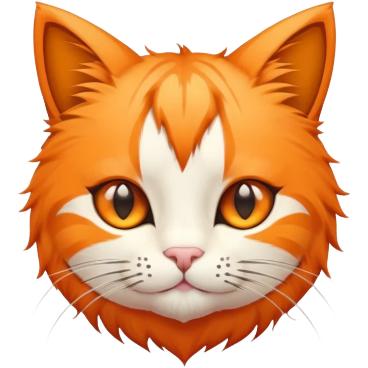 round planet with orange cat fur texture, cute pointy cat ears, and adorable cat face with whiskers emoji
