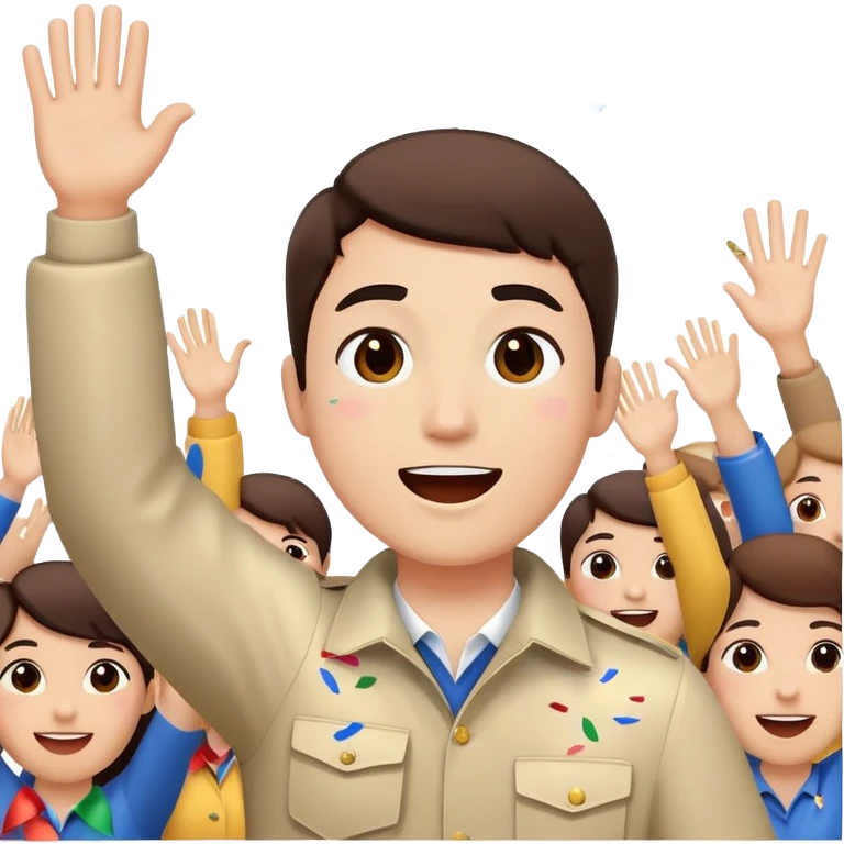 face with hands raised, confetti in the air, cheering at a parade emoji