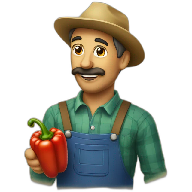 Italian farmer with Peperoni in mouth emoji