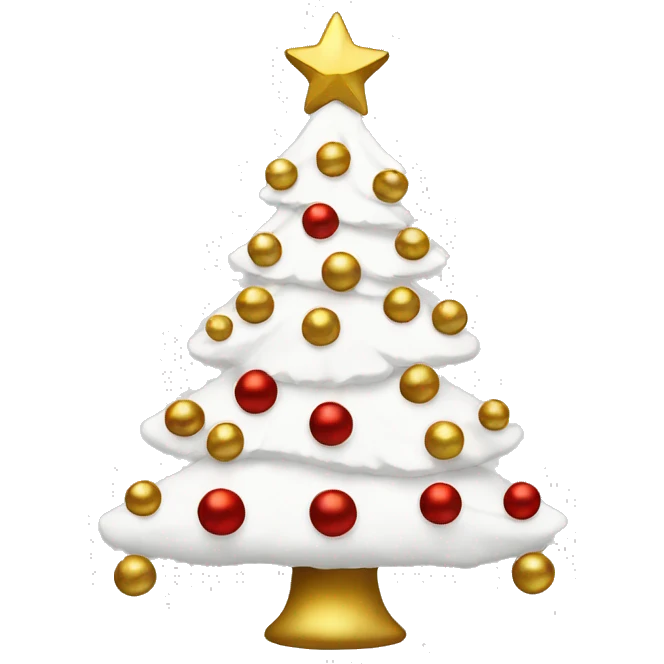 White Christmas tree with red and gold balls emoji