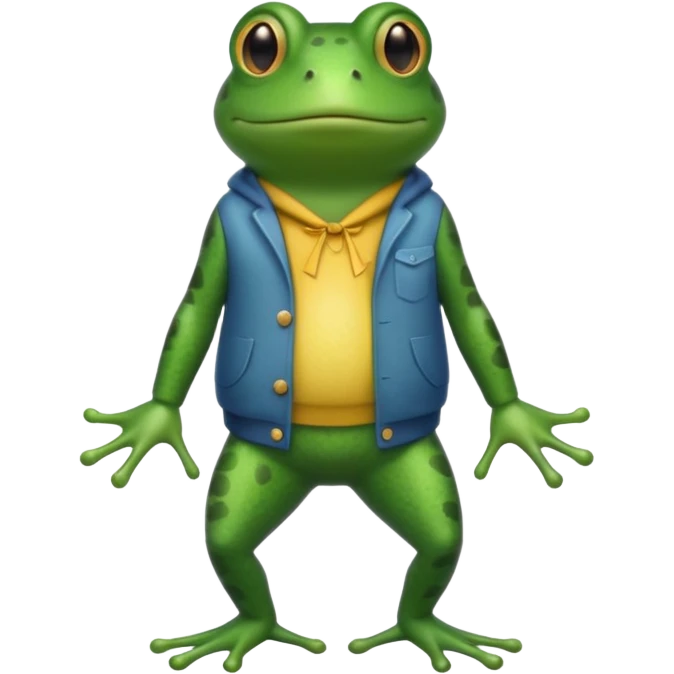 قورباغه ای که‌ ایستاده و دستش پشت کمرشه  و لباس تنشه emoji