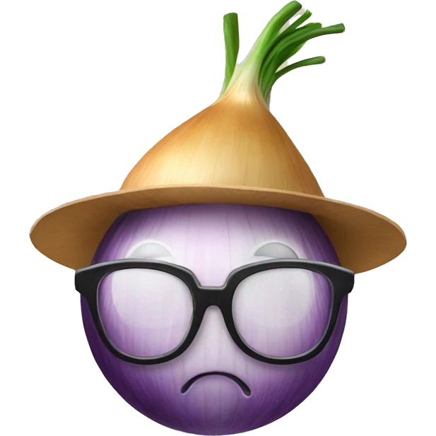 Onion with hat and glasses emoji