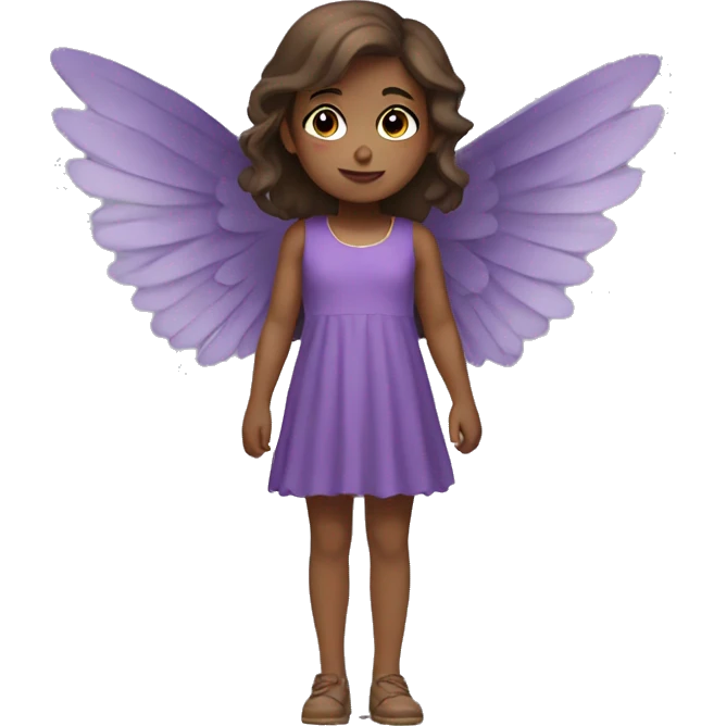 little winged girl with purple dress and brown hair. emoji