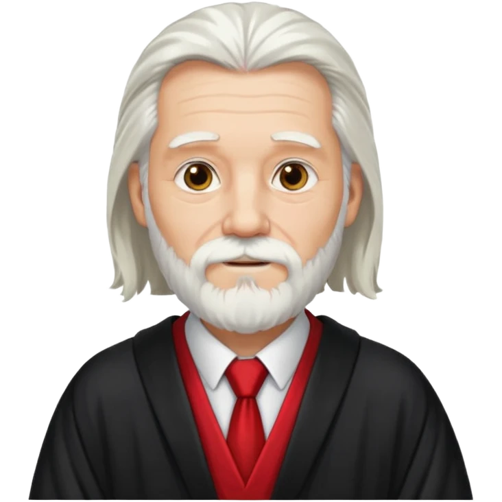 An older man with long white hair and beard, wearing a red tie and black robe emoji