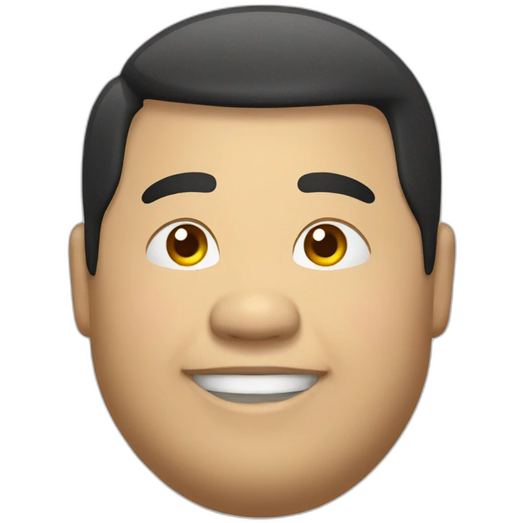 Fat Asian guy with smile emoji