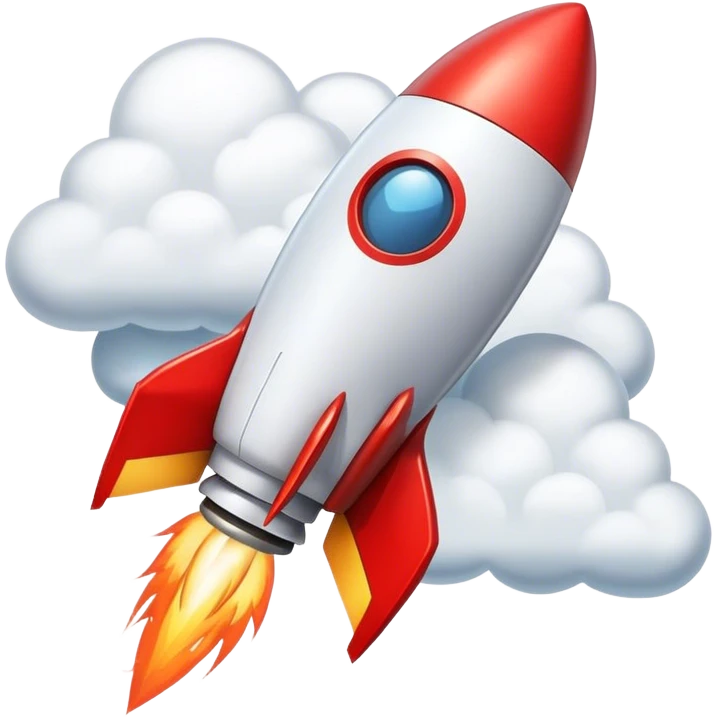 Rocket between clouds emoji